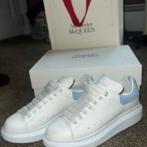 Alexander McQueen Women's Oversized Sneaker in White/Powder Blue